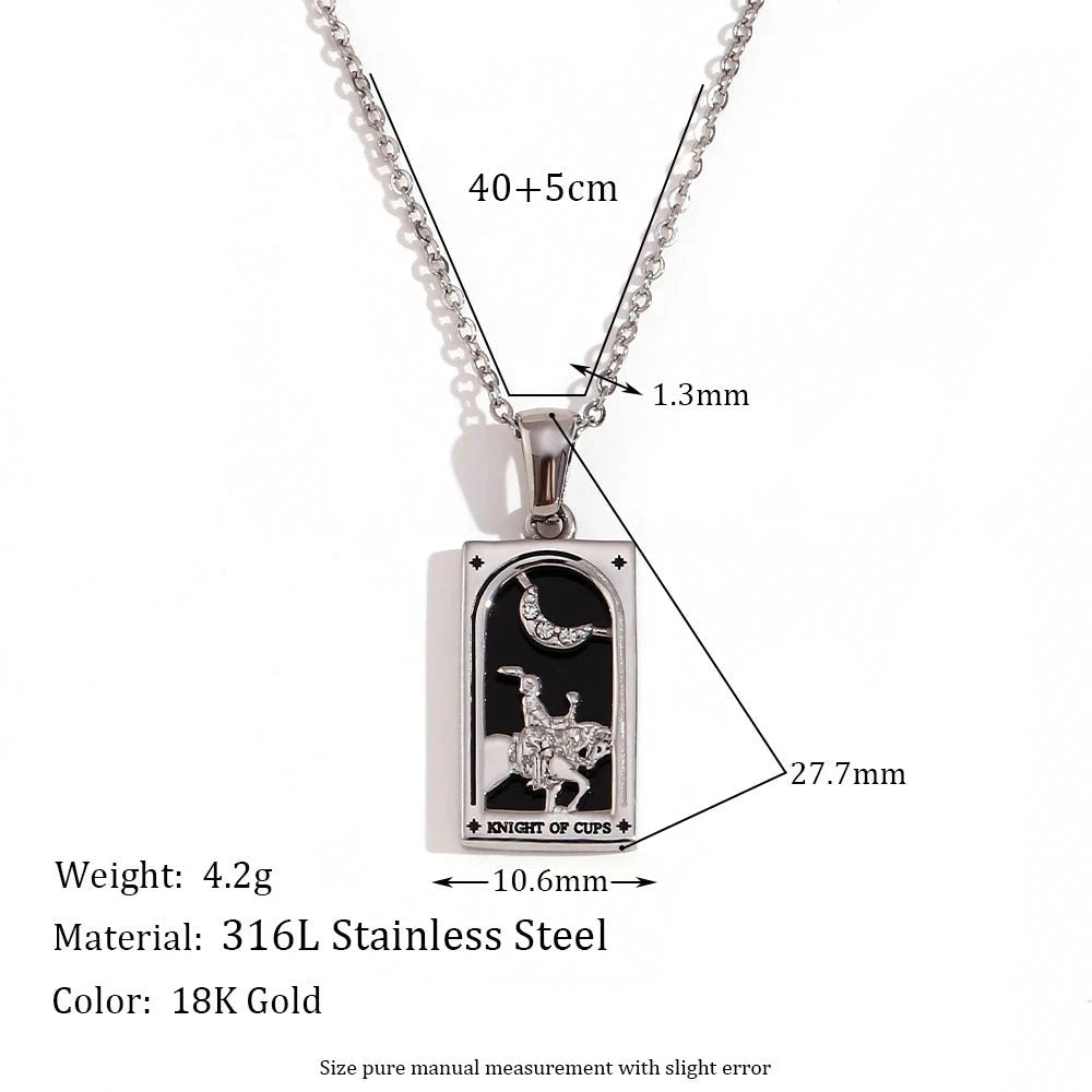 E.B.belle Original New Tarot Queen Lover Magician Moon Necklace Tarnish Free Stainless Steel Jewelry 18K Gold Plated Decoration by PoisedMe