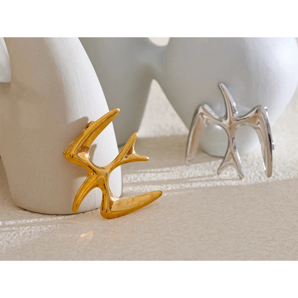 Stainless Steel Glossy Metal Bird Swallow Brooch Pin Women Water Resistant Decoration Casual Brooches Jewelry by PoisedMe