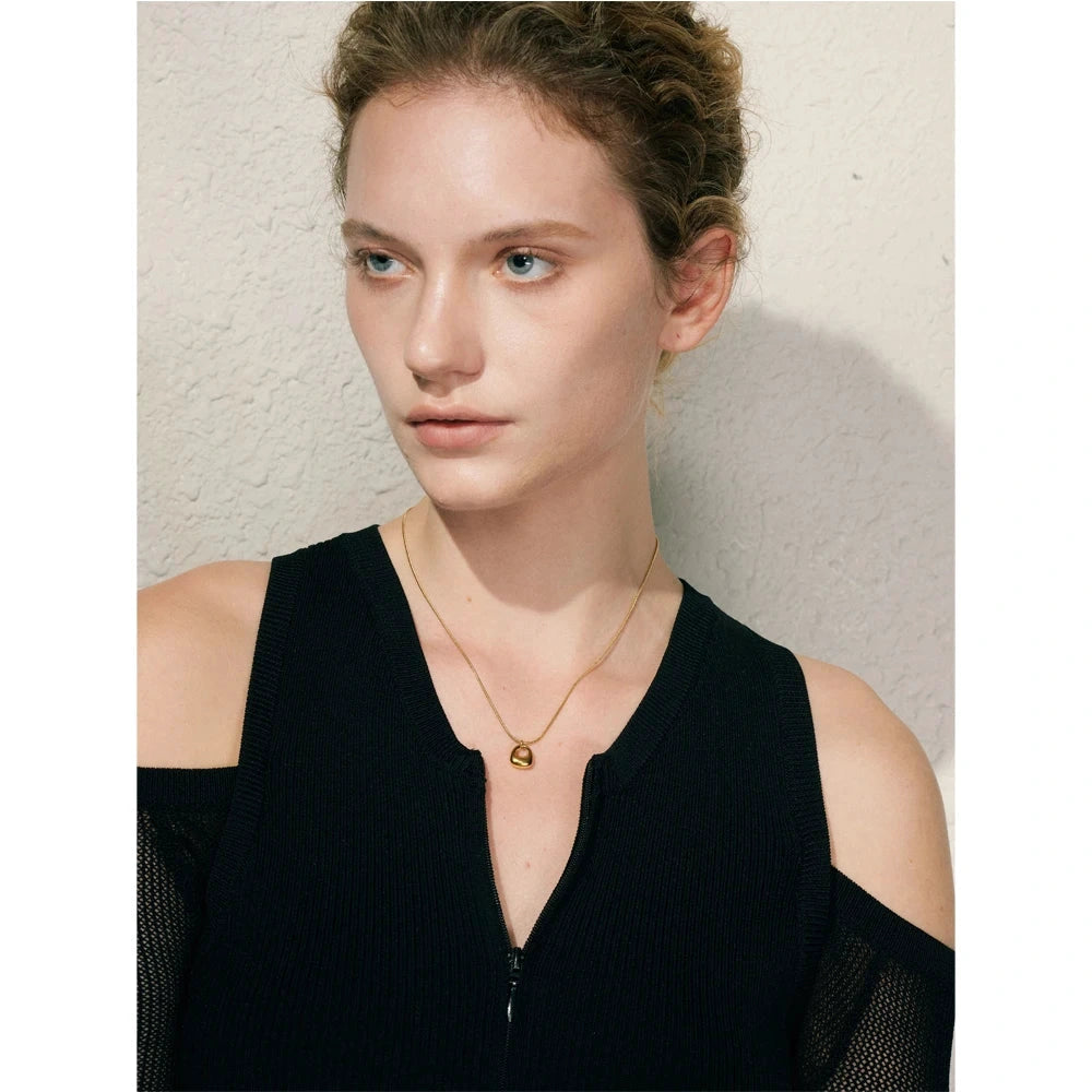 Minimalist Stainless Steel Geometric Cute Small Bag Necklace Gold PVD Plated Fashion Pendant Jewelry for Women Wholesale by PoisedMe