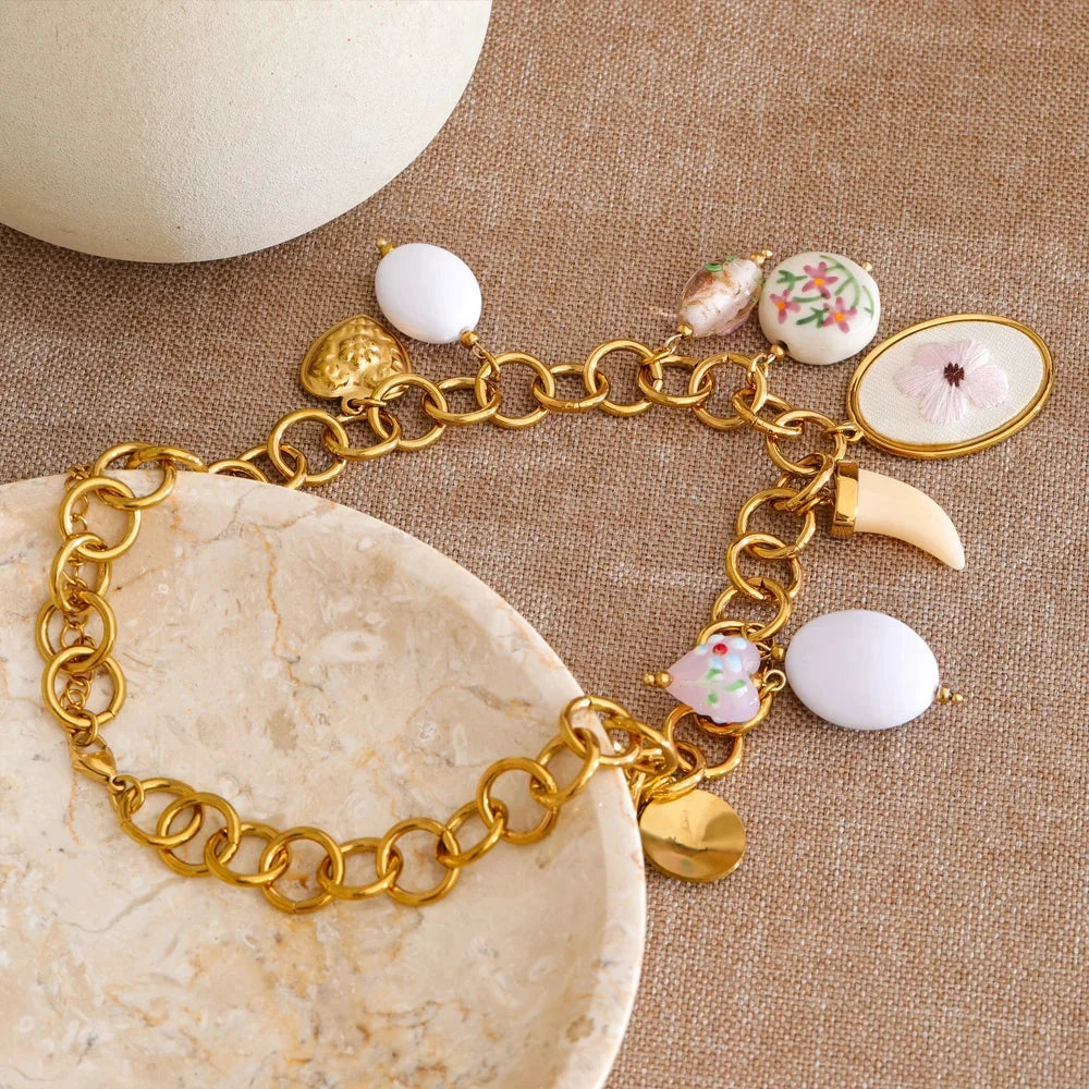 Spring Summer Style Stainless Steel Collar Necklace Women Charms Flower Accessories Statement Jewelry Waterproof Gift by PoisedMe