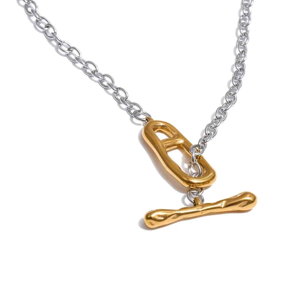82cm 316L Stainless Steel Chain Necklace With Toggle Clasp Jewelry by PoisedMe