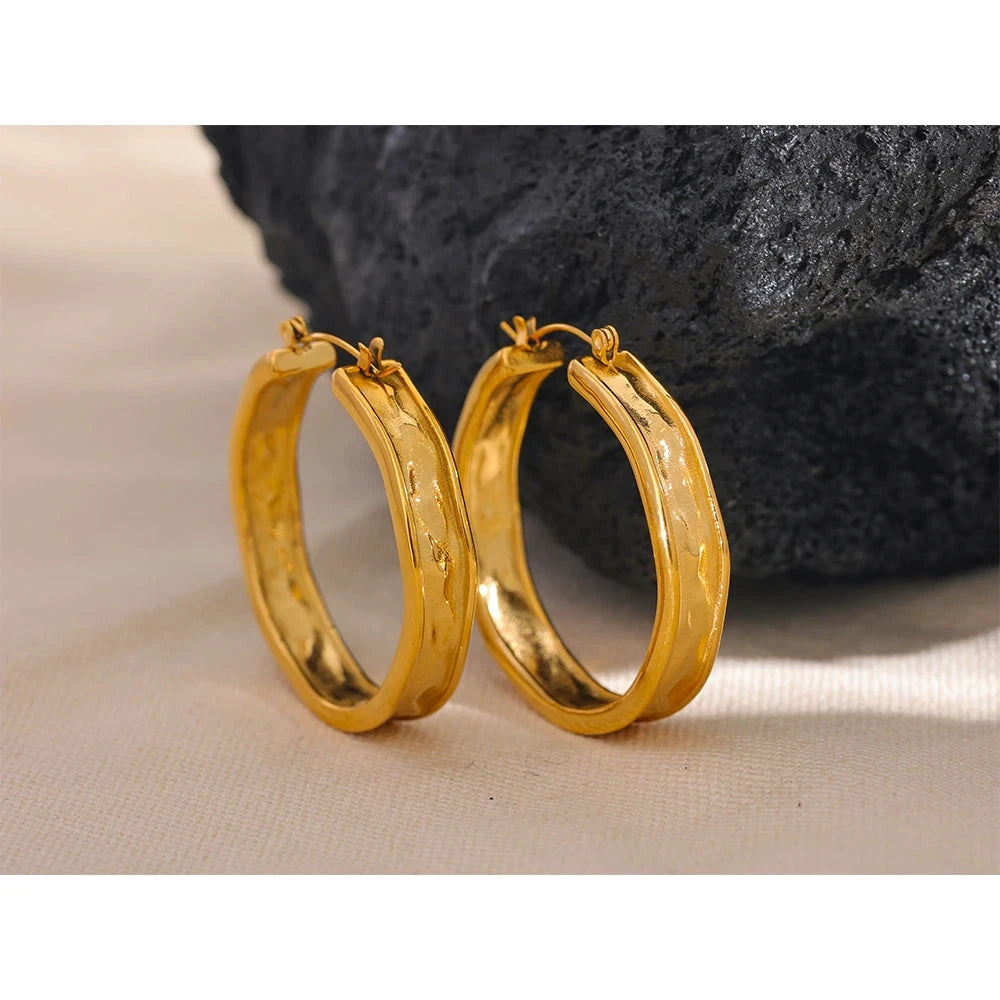 42mm High Quality Cast 316l Stainless Steel Round Big Hoop Earrings Minimalist Metal Fashion PVD Gold Color Jewelry Women by PoisedMe