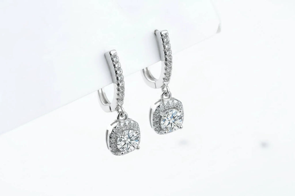 2Ct Moissanite Huggie Hoop Earrings For Women 925 Sterling Silver Dainty Dangle by PoisedMe