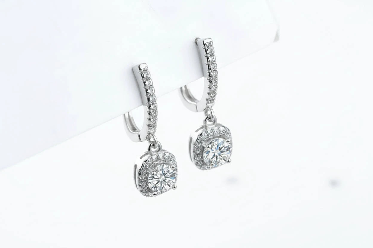 2Ct Moissanite Huggie Hoop Earrings For Women 925 Sterling Silver Dainty Dangle by PoisedMe