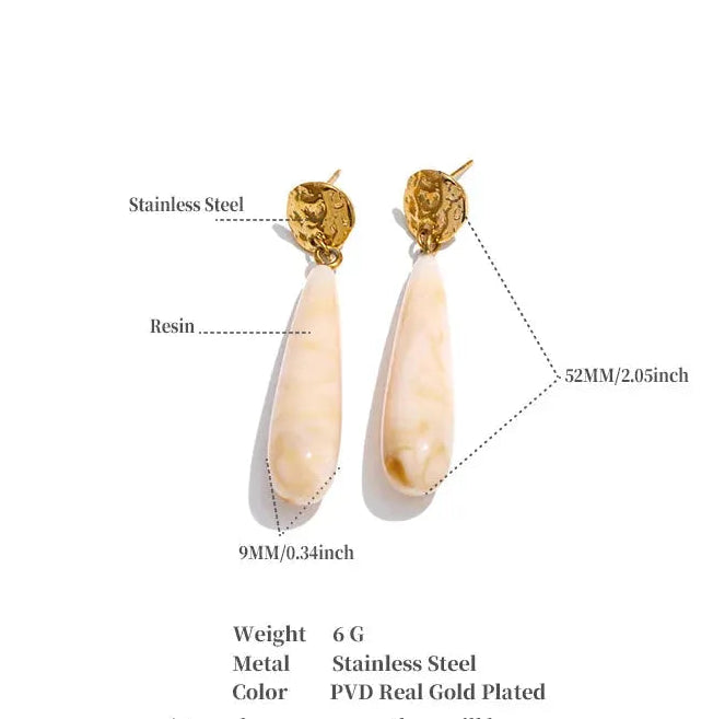 Poised Me 4 Color Acrylic Resin Teardrop Dangle Summer Earrings for Women Stainless Steel Exclusive Candy Fashion Jewelry -