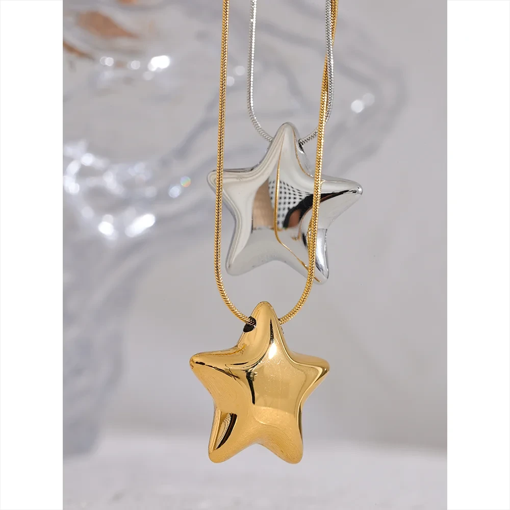 316L Stainless Steel Star Pendant Necklace Waterproof 18K PVD Plated Women by PoisedMe