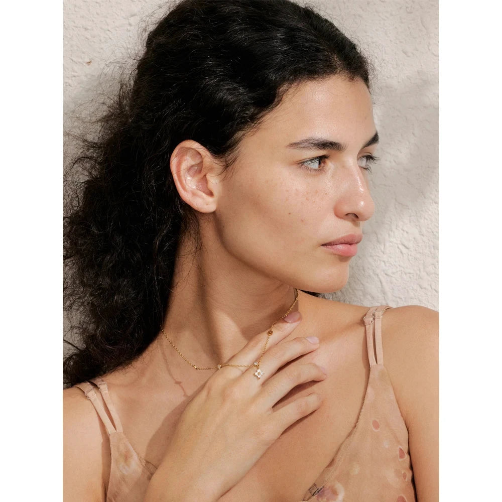 Cubic Zirconia Flower Pendant Necklace – 18K Gold or Silver-Plated Stainless Steel Delicate Chain Jewelry for Women by PoisedMe