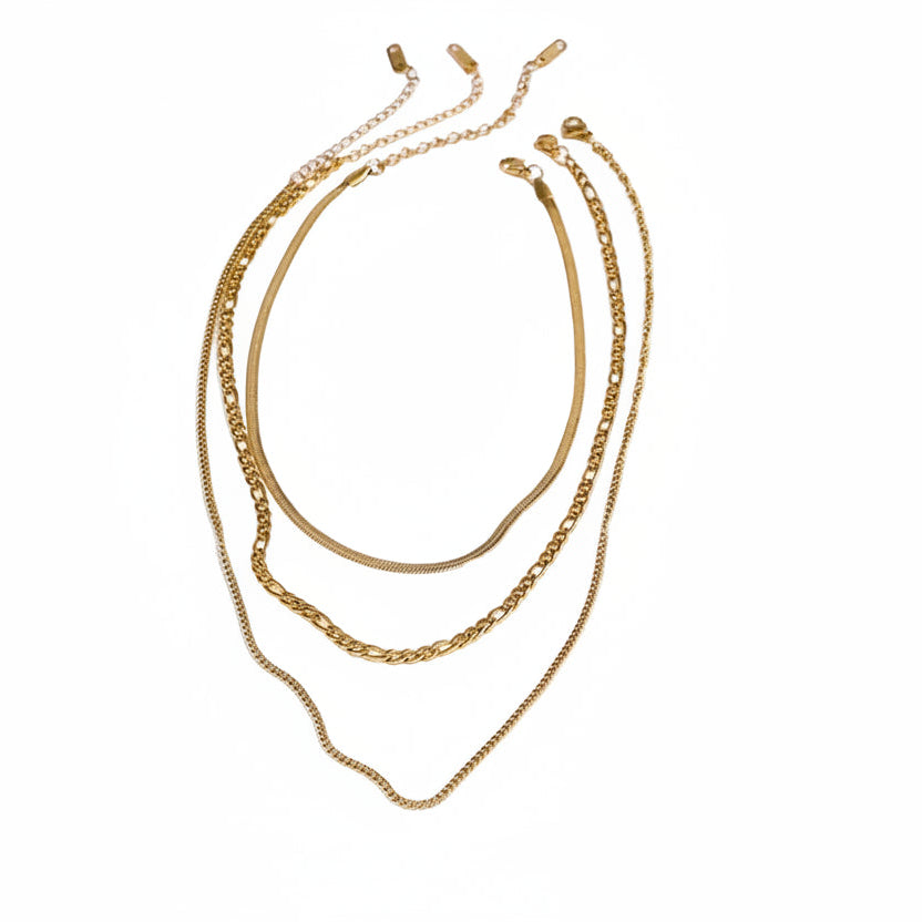 Stainless Steel Chain Layered Necklace Separated Set for Women Statement Golden Metalic Waterproof Collar Necklace Jewelry by PoisedMe