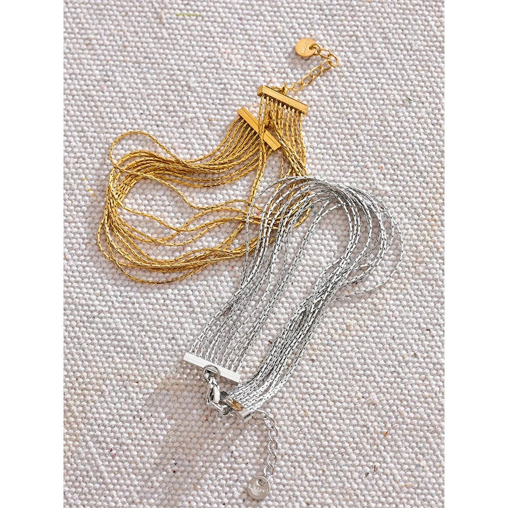 Stainless Steel Multi Layer Bracelet Bangle Jewelry Gold & Platinum PVD Plated Fashion Waterproof Exquisite Chic Chain by PoisedMe