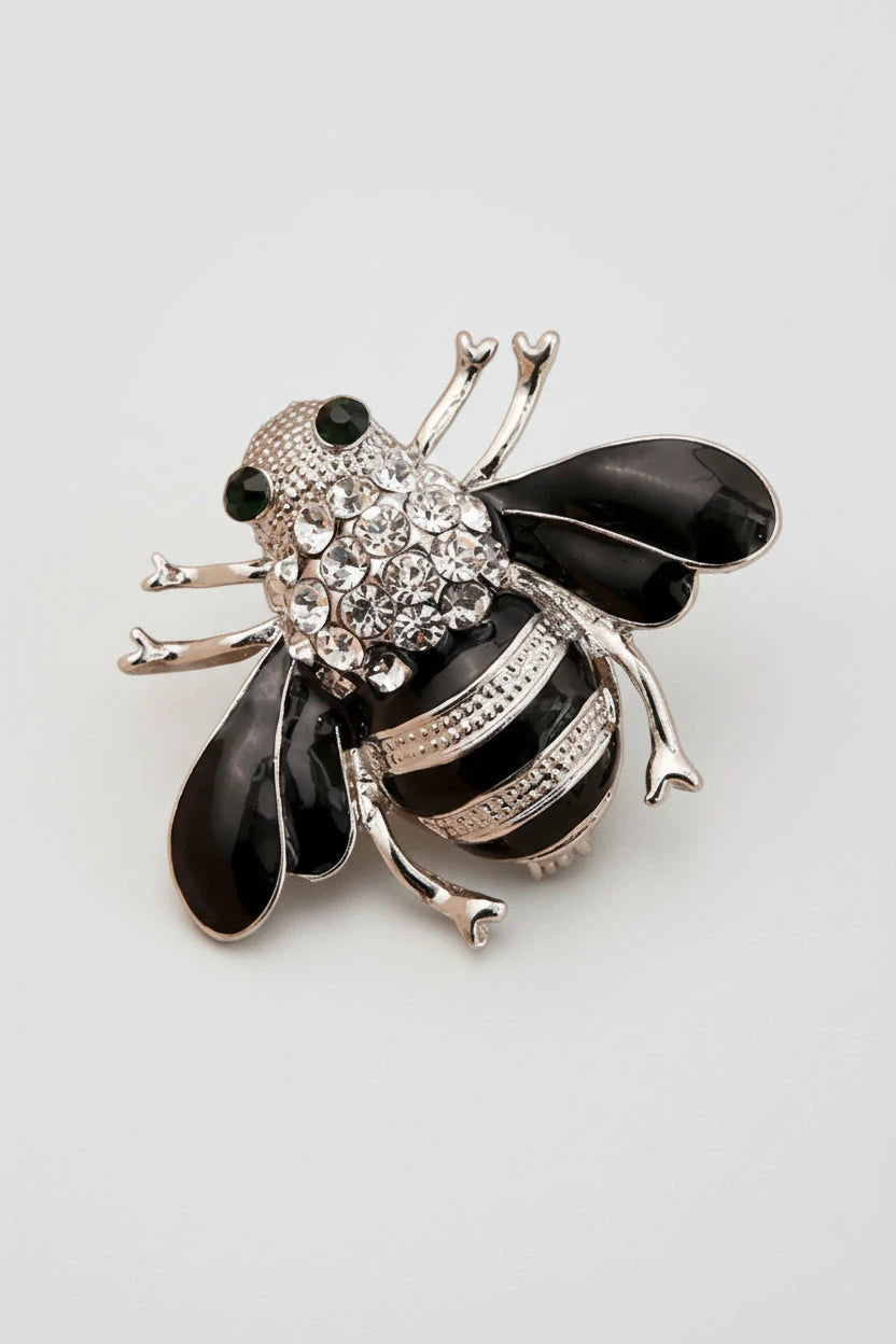 1 Pc Temperament Bee Brooch – Rhinestone Insect Pin | Elegant Electroplated Zinc Alloy Fashion Jewelry for Women by PoisedMe