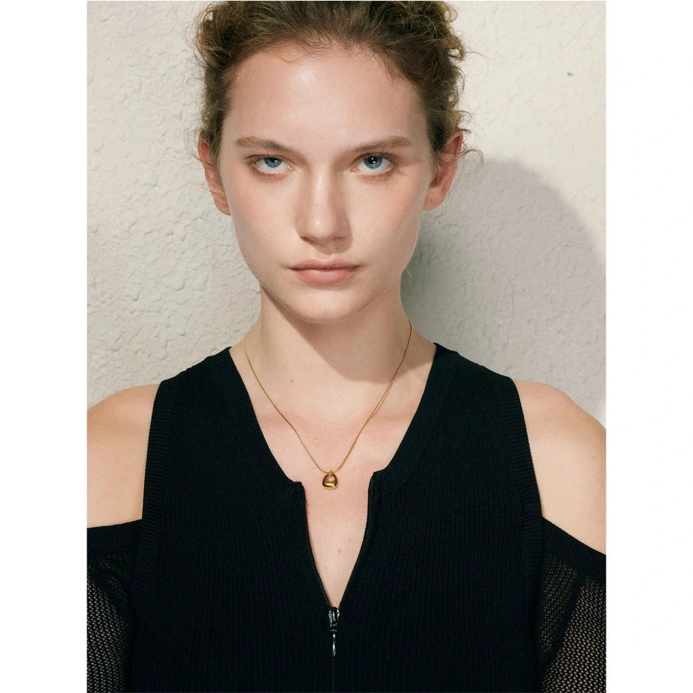 Minimalist Stainless Steel Geometric Cute Small Bag Necklace Gold PVD Plated Fashion Pendant Jewelry for Women Wholesale by PoisedMe