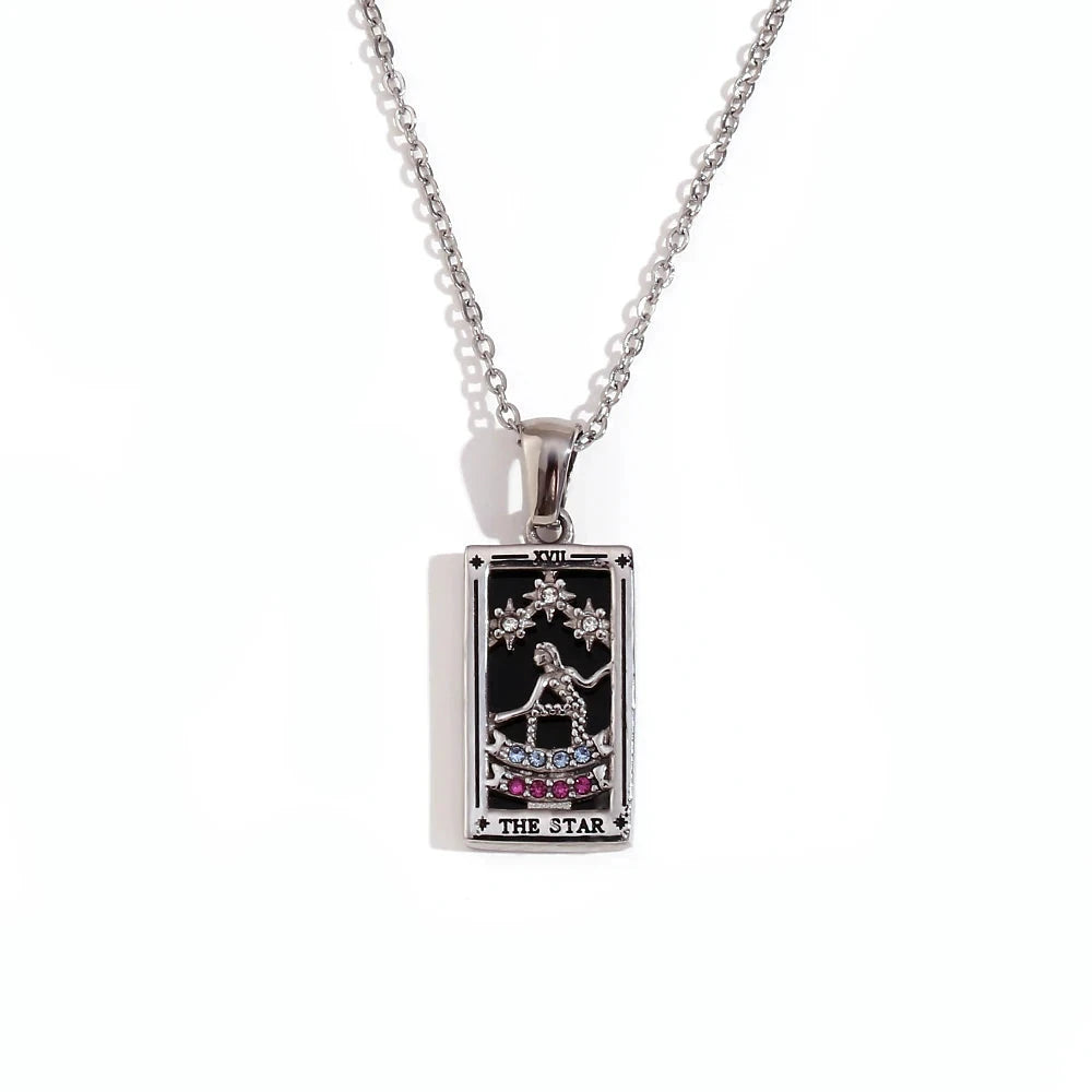E.B.belle Original New Tarot Queen Lover Magician Moon Necklace Tarnish Free Stainless Steel Jewelry 18K Gold Plated Decoration by PoisedMe