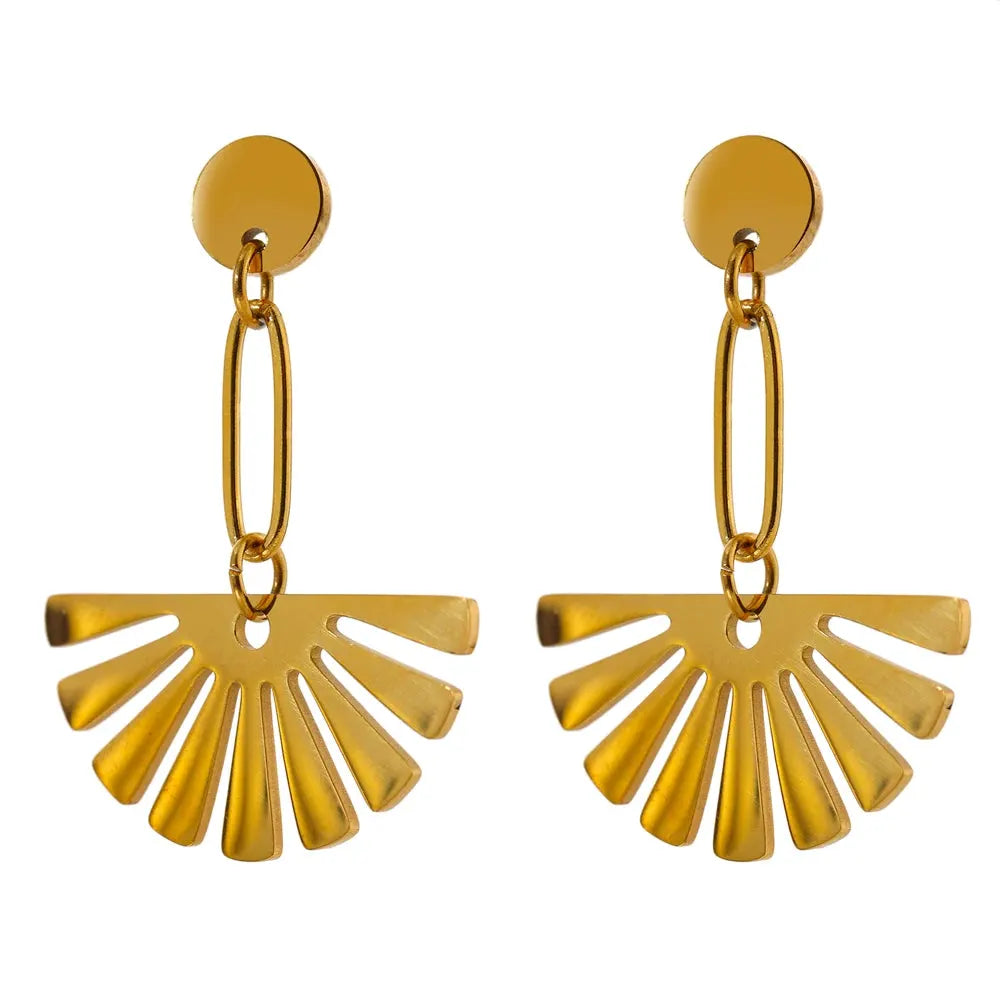 PoisedMe Long Drop Earrings Stainless Steel Metal Gold 18 K Plated Geometric Jewelry Bijoux Femme Waterproof Gift -