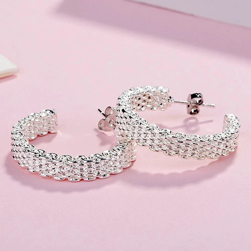 Popular fine 925 Sterling Silver charms stud Earrings for Women Creativity Christmas Gifts Street all-match party Jewelry by PoisedMe