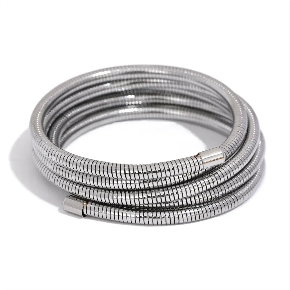 PoisedMe Yhpup Stainless Steel Stackable Multi-Layer Wrap Arm Bracelet Bangle Metal Elastic Waterproof Fashion Unisex Jewelry Men Women -
