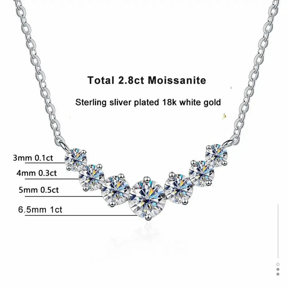 Moissanite Necklace for Women Wedding Fine Jewelry with Certificates 925 Sterling Silver Plated 18K White Gold Necklace by PoisedMe