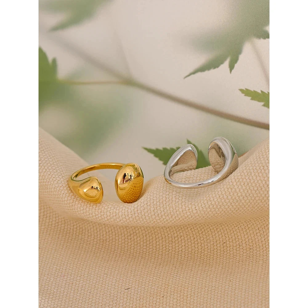 Stainless Steel High Quality Minimalist Daily Smooth Fashion Open Adjustable Ring Waterproof Electroplated Cast Jewelry by PoisedMe