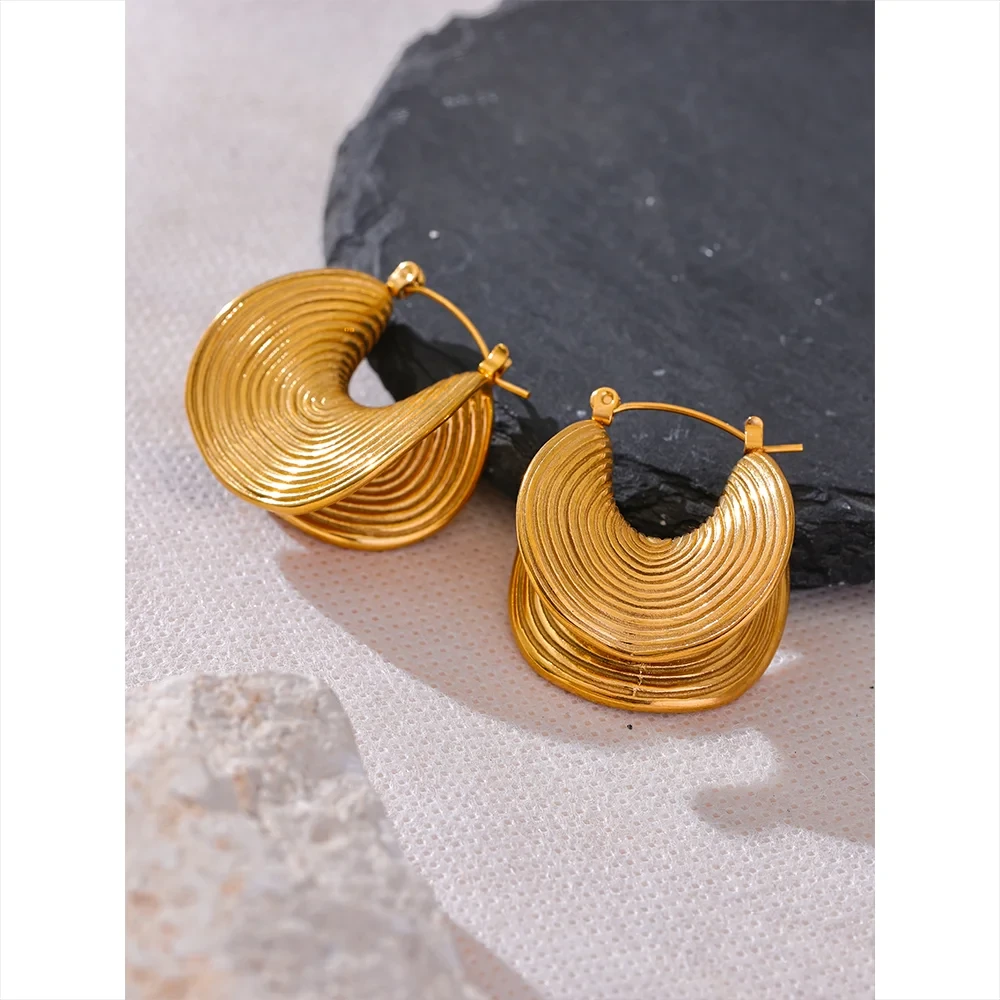 Stylish Unique Stainless Steel Geometric Statement Waterproof Earrings Creative Metal Gold Color Temperament Jewelry Women by PoisedMe