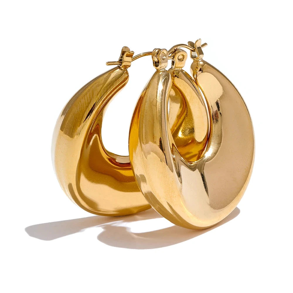 High Quality Minimalist Sleek Stainless Steel Metal Round Hollow Hoop Earrings for Women Water Resistant Jewelry by PoisedMe