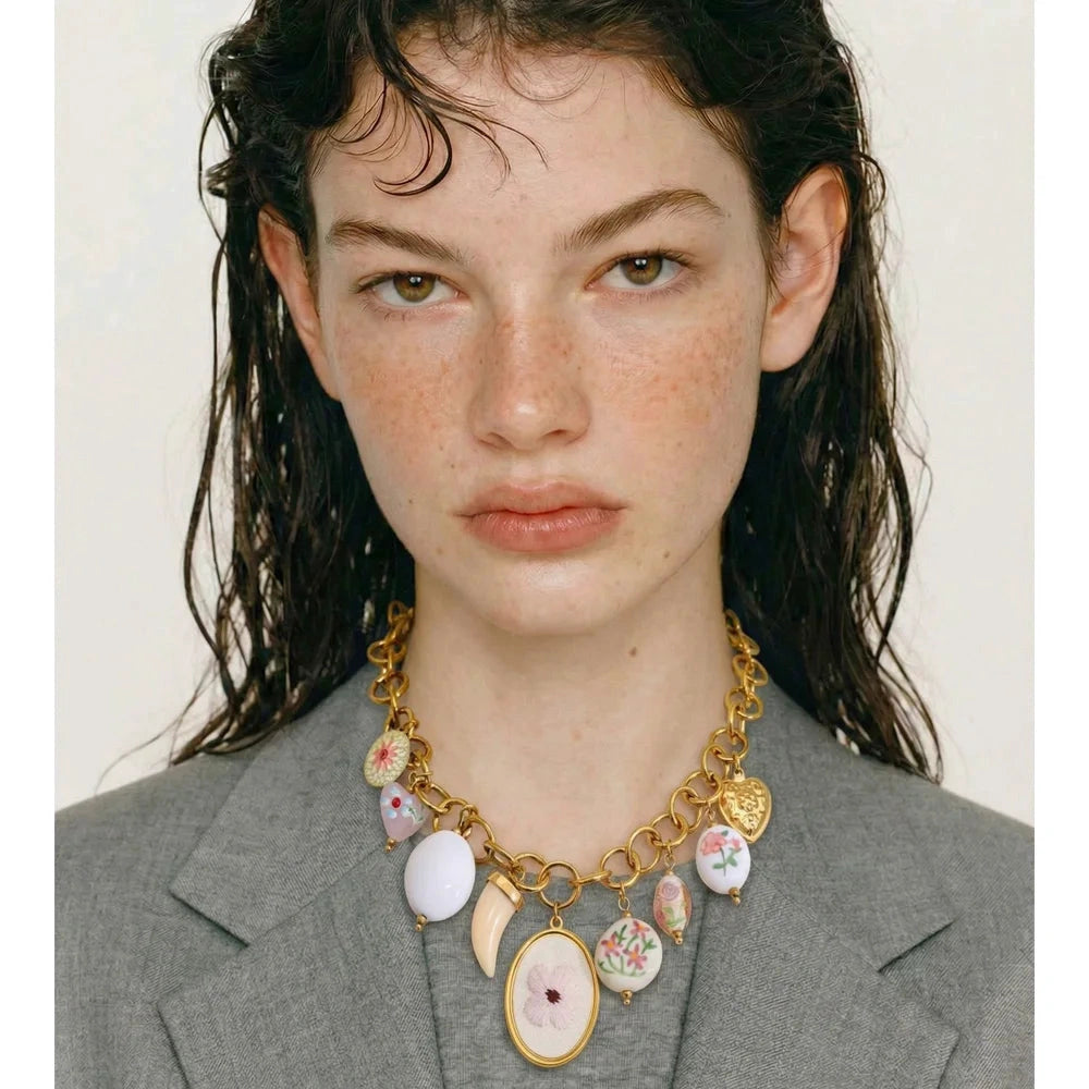 Spring Summer Style Stainless Steel Collar Necklace Women Charms Flower Accessories Statement Jewelry Waterproof Gift by PoisedMe