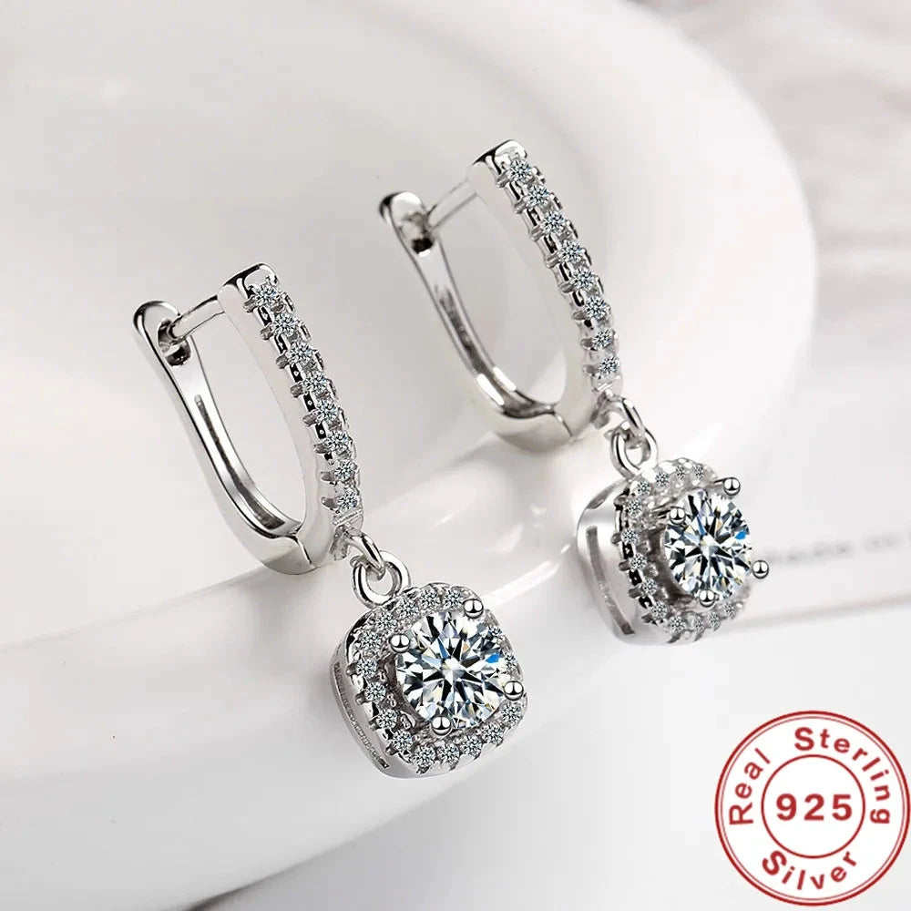 2Ct Moissanite Huggie Hoop Earrings For Women 925 Sterling Silver Dainty Dangle by PoisedMe