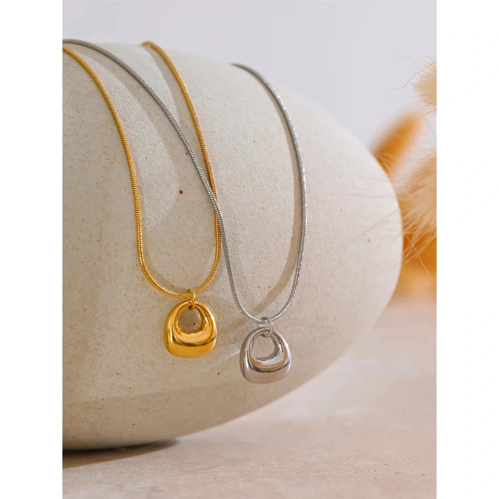 Minimalist Stainless Steel Geometric Cute Small Bag Necklace Gold PVD Plated Fashion Pendant Jewelry for Women Wholesale by PoisedMe