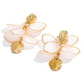 PoisedMe Resin Acrylic Flower Petal Drop Earrings Stainless Steel Popular Spring Summer Charming Handmade Jewelry -