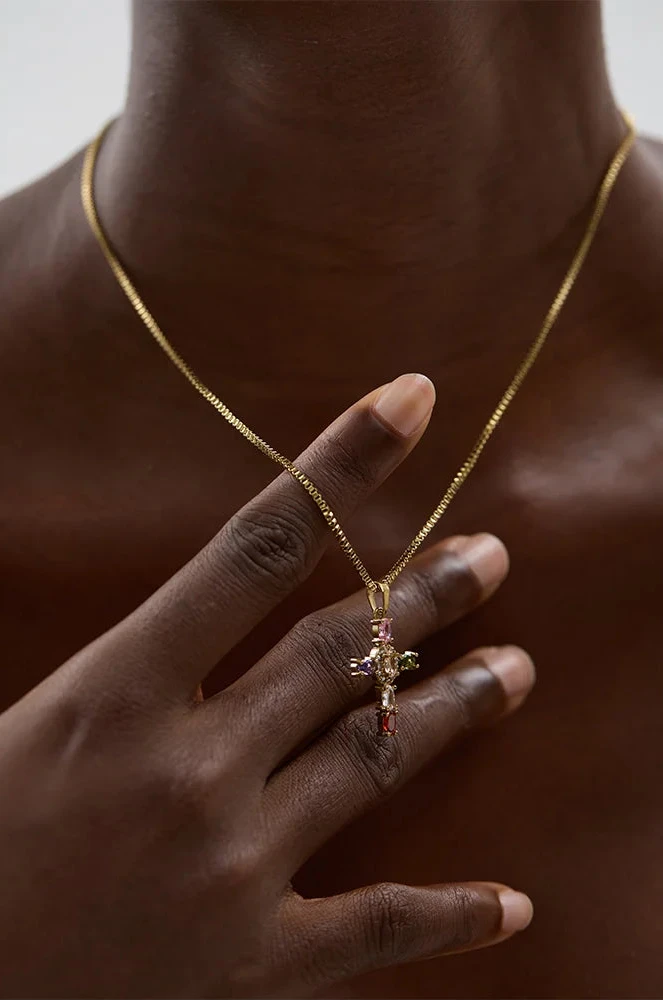 Cubic Zirconia Cross Necklace – Multicolor or Silver-Plated Luxury Pendant by PoisedMe