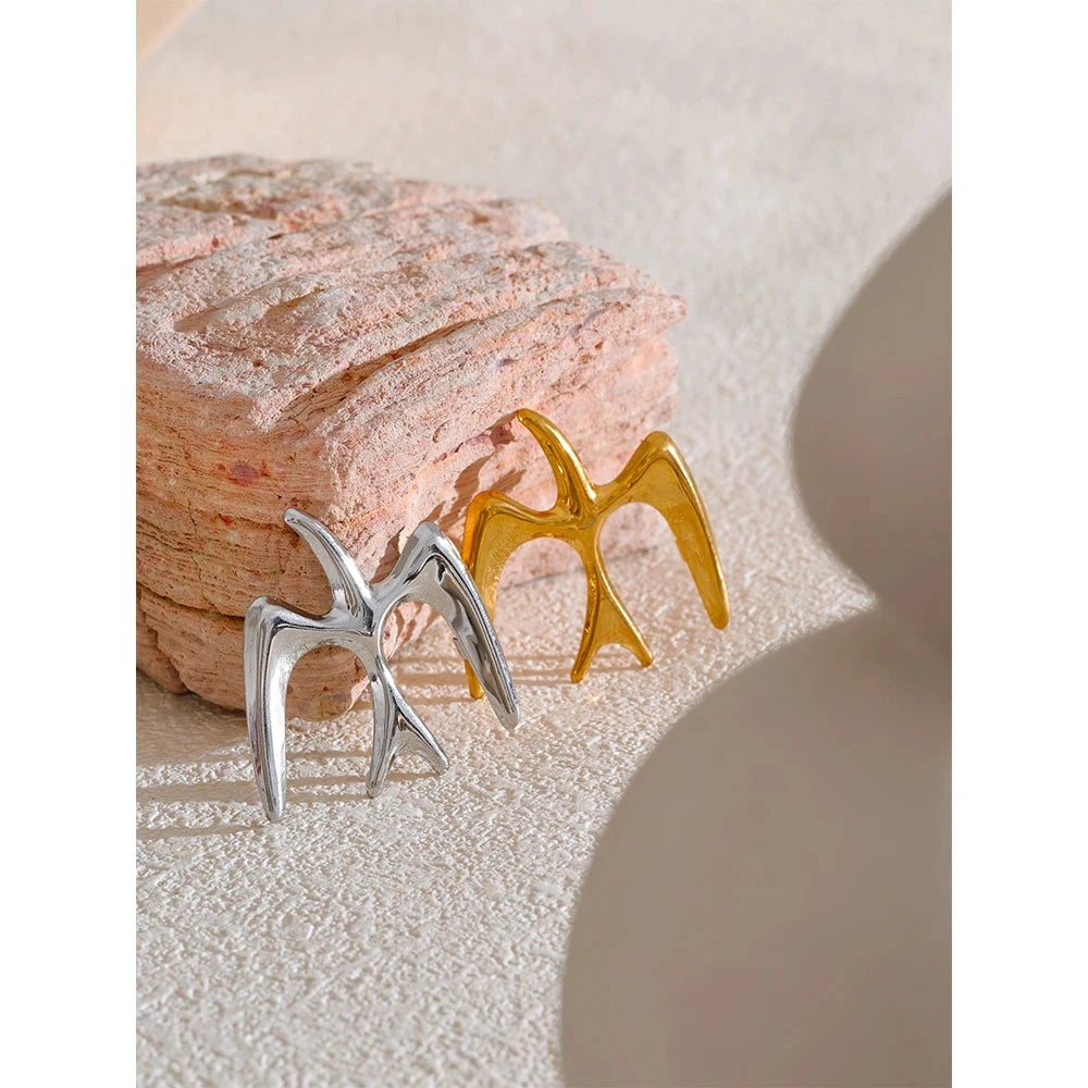 Stainless Steel Glossy Metal Bird Swallow Brooch Pin Women Water Resistant Decoration Casual Brooches Jewelry by PoisedMe