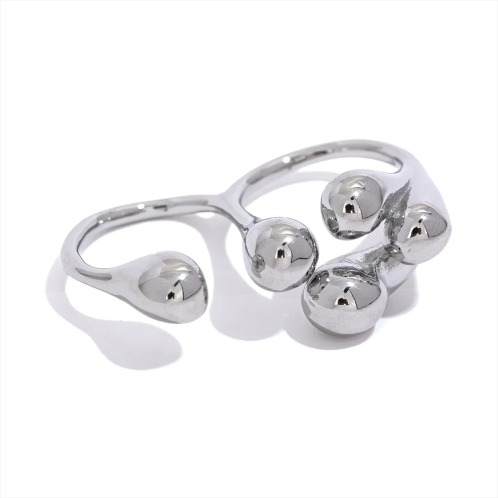 Stainless Steel Ring For Women Waterproof Gold Silver Color Texture Jewelry Gift by PoisedMe