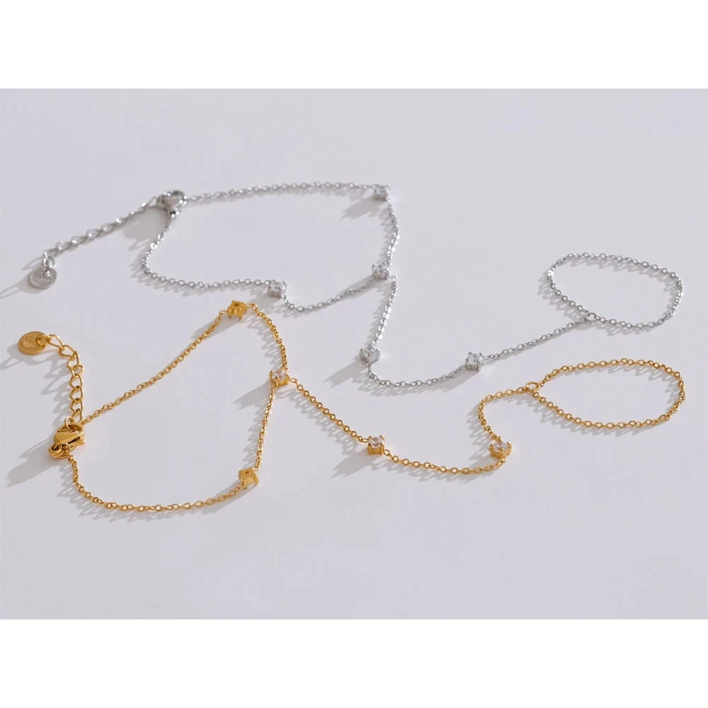Stainless Steel Zircon Beads Back of Hand Chain Finger Bracelet Waterproof by PoisedMe