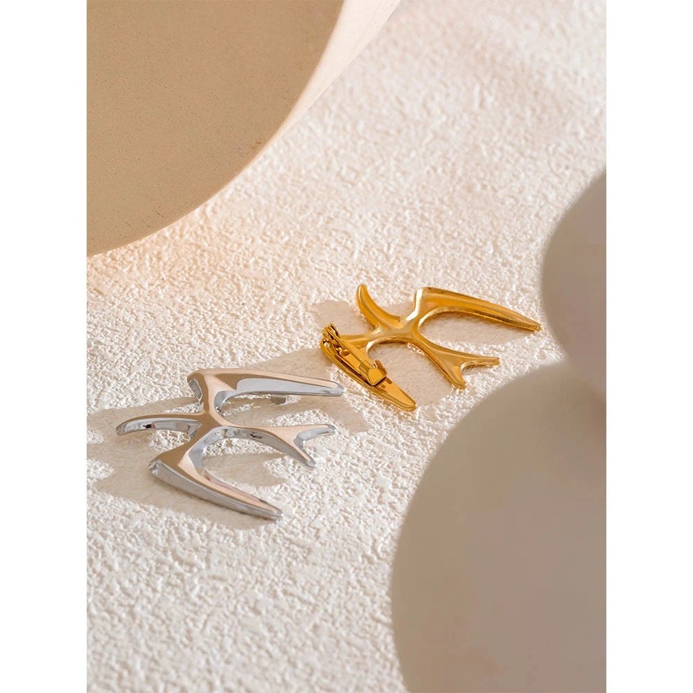 Stainless Steel Glossy Metal Bird Swallow Brooch Pin Women Water Resistant Decoration Casual Brooches Jewelry by PoisedMe