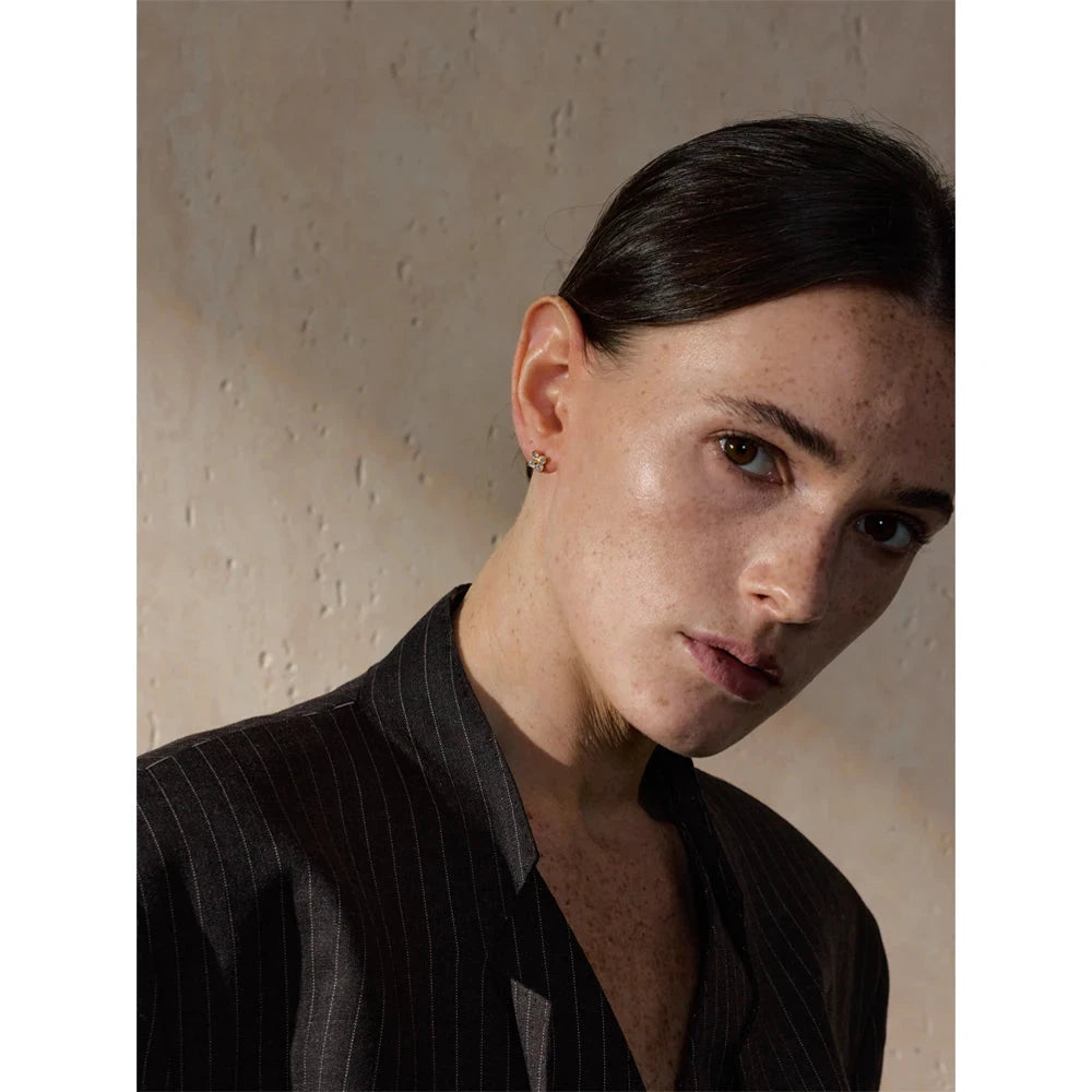 Waterproof Cubic Zirconia Flower Stud Earrings 316L Stainless Steel by PoisedMe