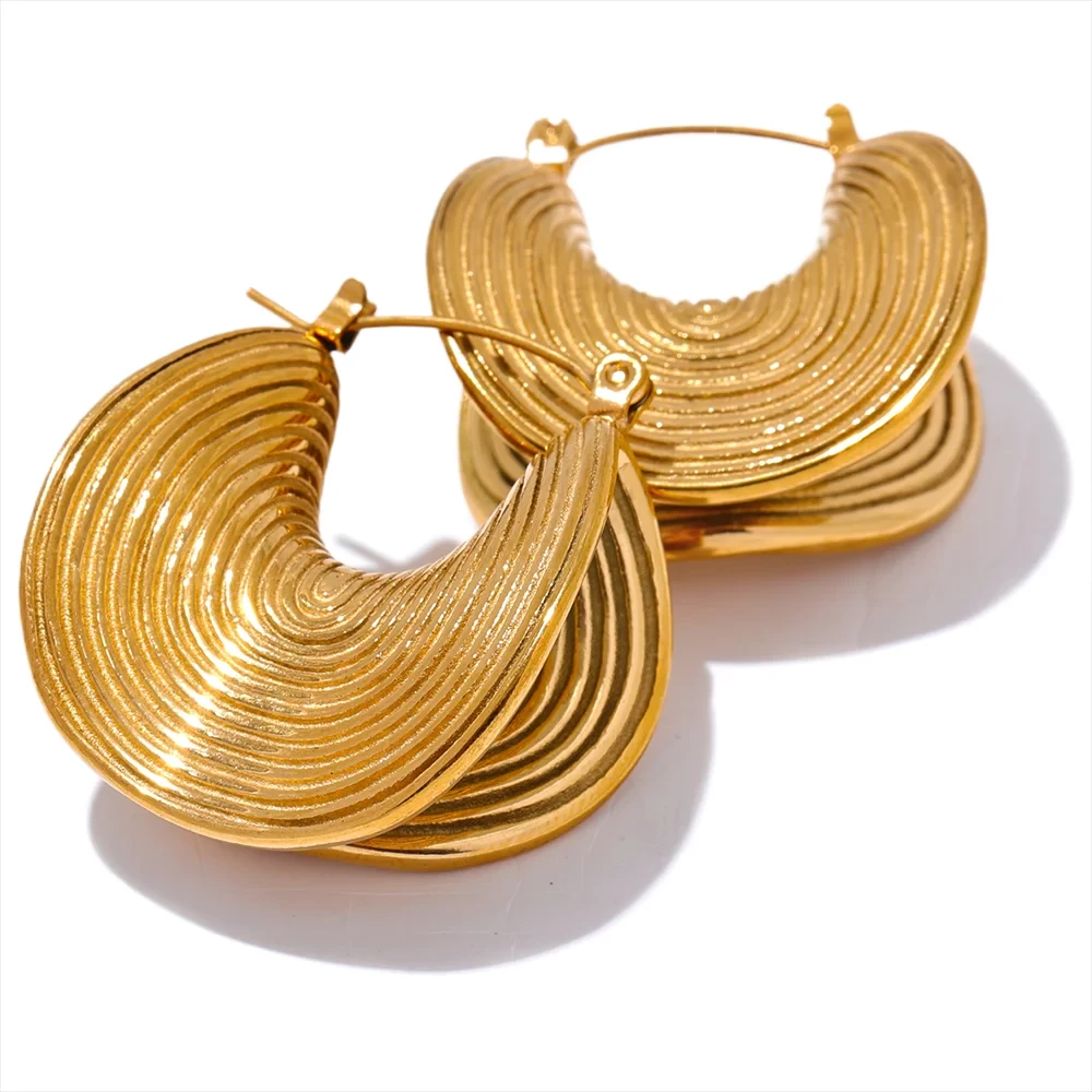 Stylish Unique Stainless Steel Geometric Statement Waterproof Earrings Creative Metal Gold Color Temperament Jewelry Women by PoisedMe
