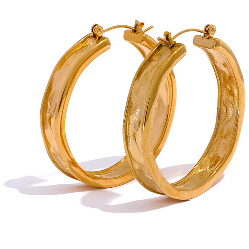 42mm High Quality Cast 316l Stainless Steel Round Big Hoop Earrings Minimalist Metal Fashion PVD Gold Color Jewelry Women by PoisedMe