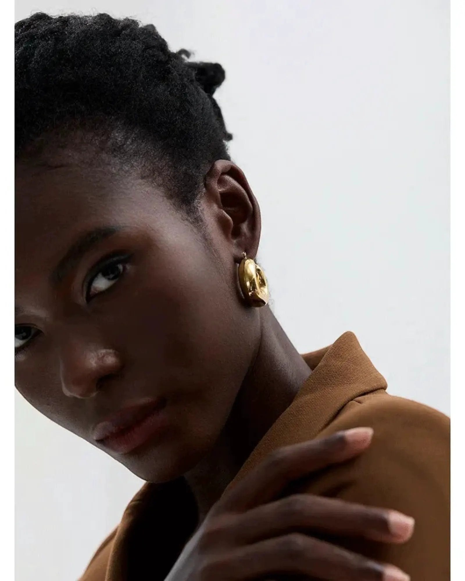 Round Geometric Chunky Hoop Earrings For Women Waterproof 18K Gold PVD Plated Stainless Steel by Poised Me Jewelry Studio
