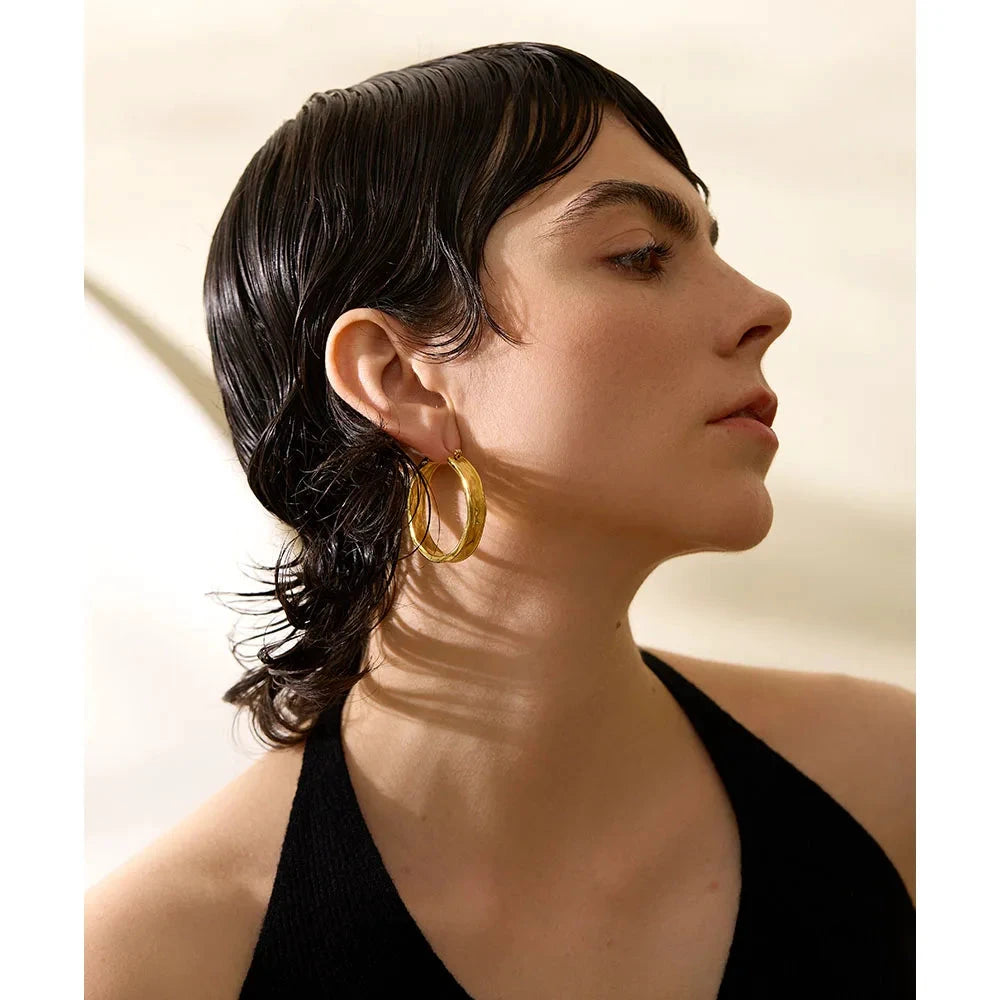 42mm High Quality Cast 316l Stainless Steel Round Big Hoop Earrings Minimalist Metal Fashion PVD Gold Color Jewelry Women by PoisedMe