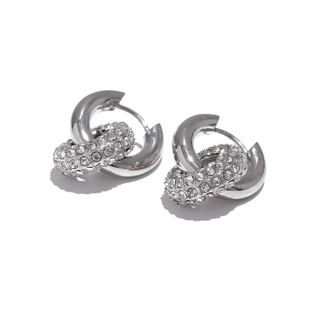 PoisedMe Delicate Shiny Cubic Zirconia Round Stainless Steel 18K Gold Color Huggie Hoop Earrings High Quality Charm Jewelry Gift -