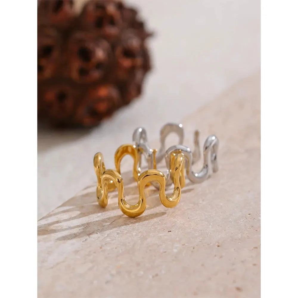 PoisedMe Minimalist Stainless Steel Metal Irregular Open Adjustable Ring for Women Rust Proof Distinctive Jewelry 2025 -