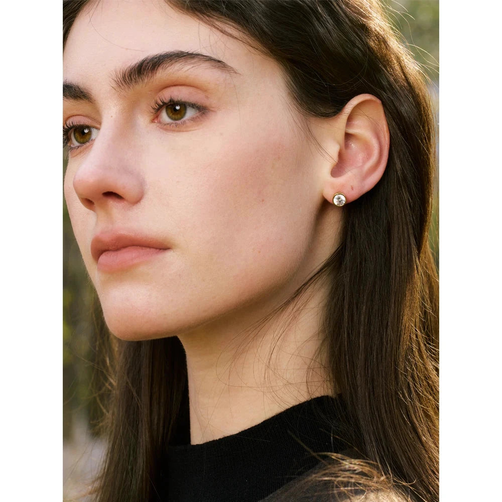 High-Grade AAA Shiny Cubic Zirconia Round Stud Earrings Luxury Stainless Steel Daily Premium Jewelry Accessories by PoisedMe