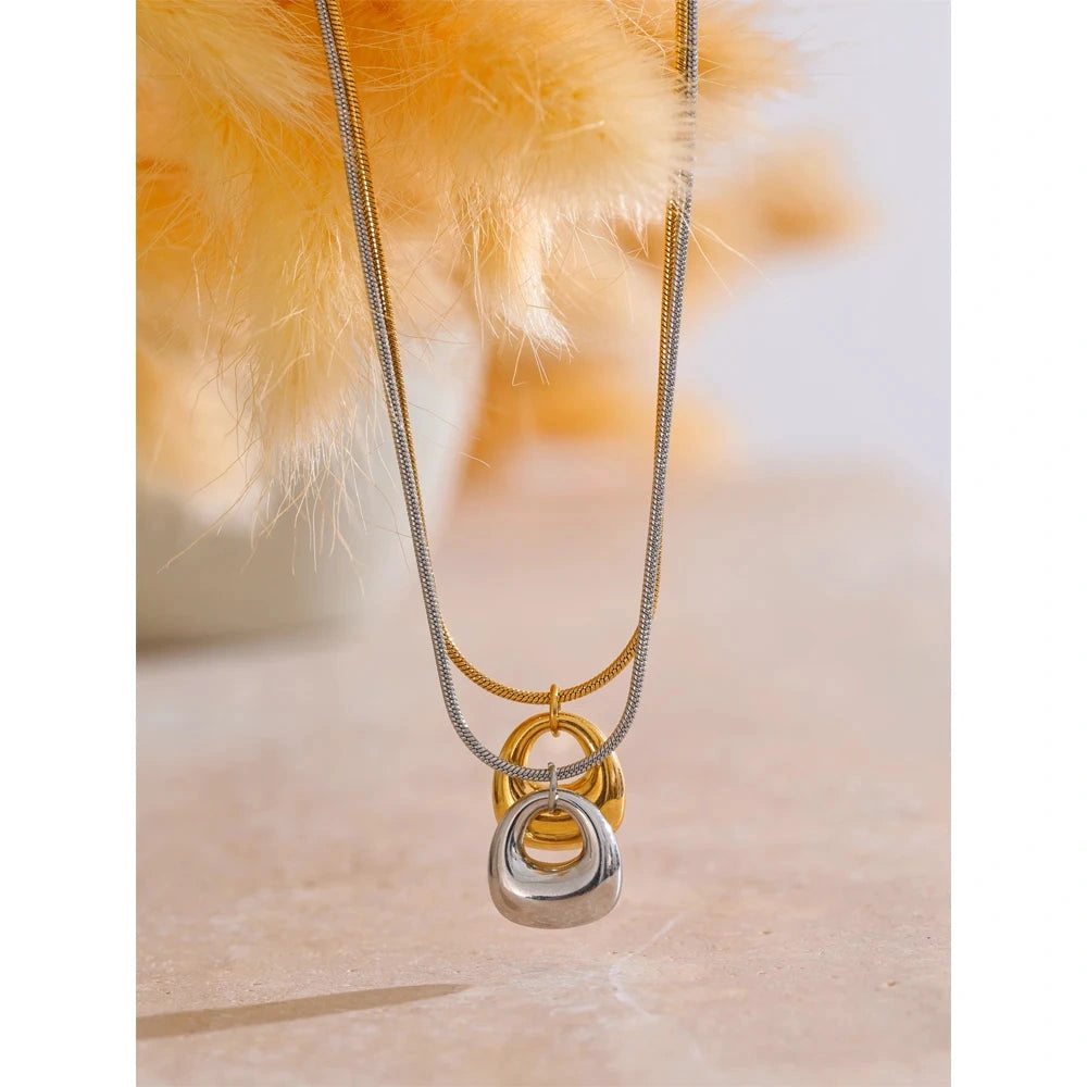 Minimalist Stainless Steel Geometric Cute Small Bag Necklace Gold PVD Plated Fashion Pendant Jewelry for Women Wholesale by PoisedMe