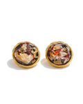 Resin Round Stud Earrings 18K Gold PVD Plated Stainless Steel Waterproof by Poised Me Jewelry Studio