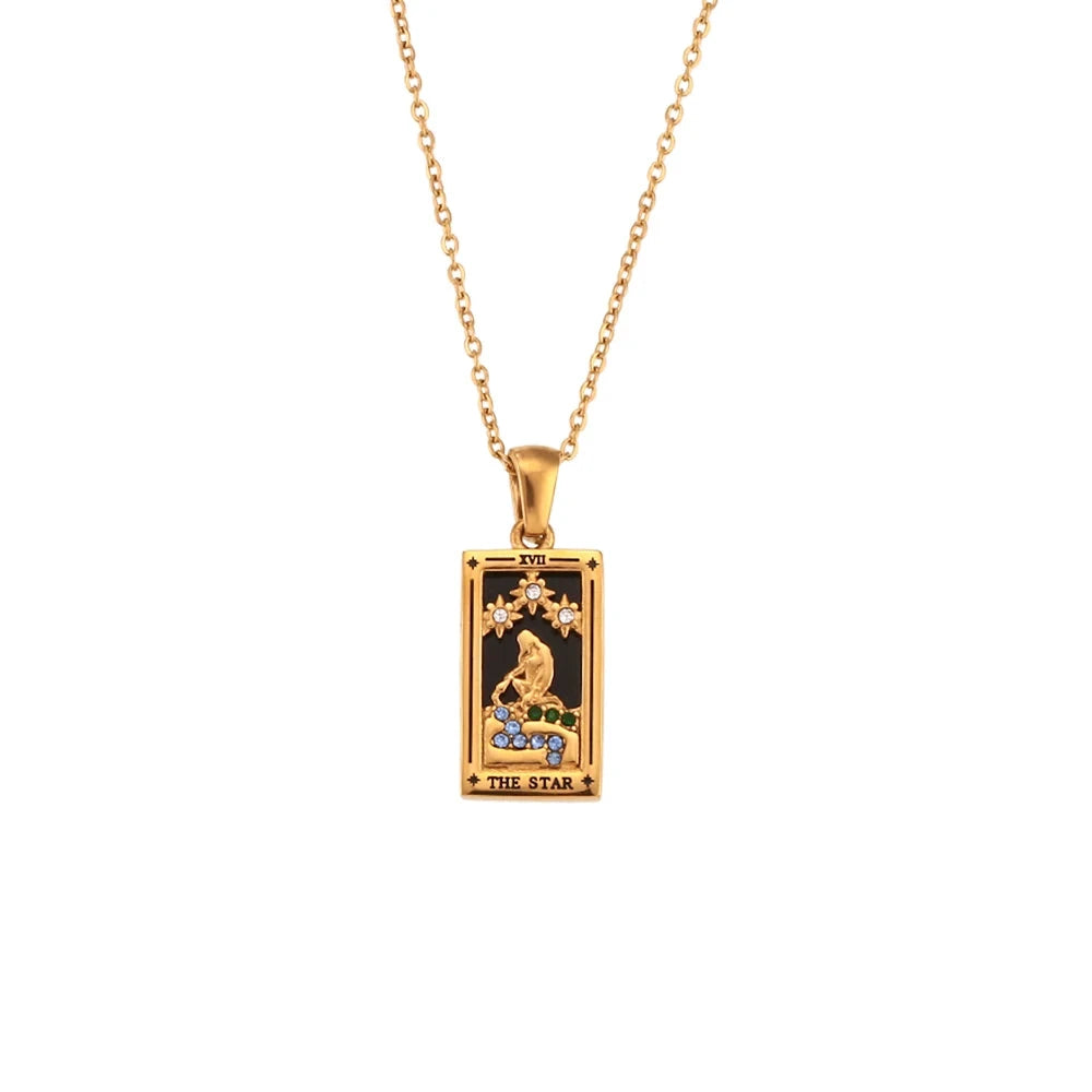 Gold Tarot Pendant Necklace | Tarnish-Free Celestial Jewelry for Women by PoisedMe