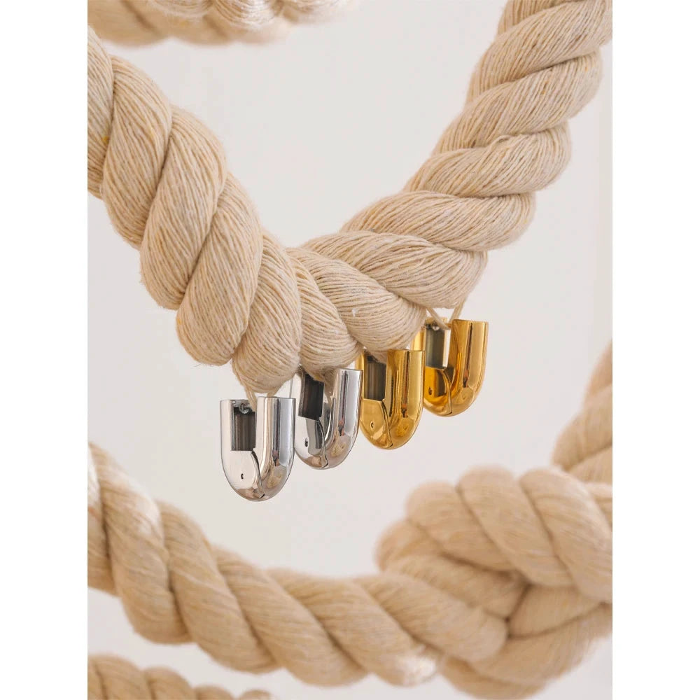 316L Stainless Steel Glossy Metal U-Shape Hollow Hoop Earrings 18K PVD Plated Texture Attractive Jewelry Waterproof by PoisedMe