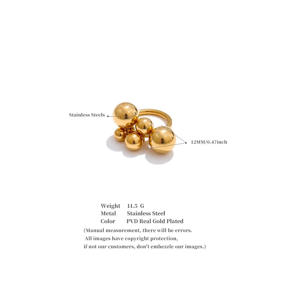 Beads Ball Handmade Ring Rust Proof 18K Stainless Steel Plated Personalized Trendy Charm Finger Jewelry 2026 by PoisedMe