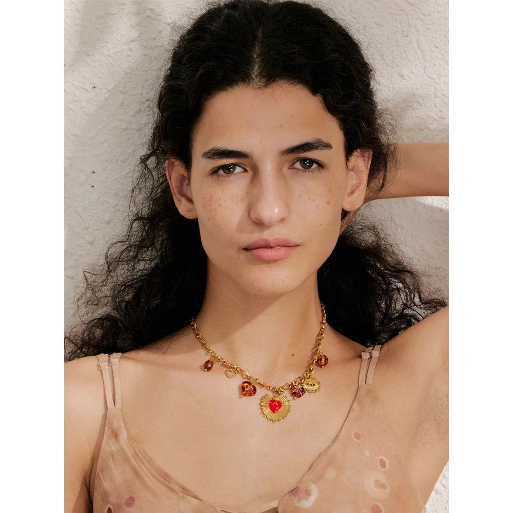 PoisedMe Yhpup Trendy Sun Ocean Charm Pendant Handmade Jewelry Golden Waterproof PVD Plated Stainless Steel Summer Jewelry 2025 Wholesale -