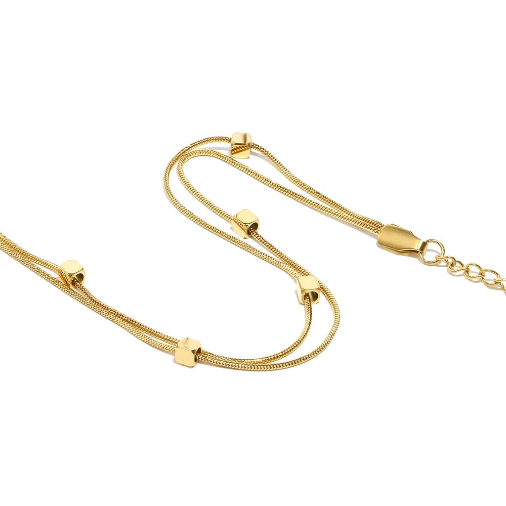 18K Gold Plated 316L Stainless Steel Hypoallergic Anklets For Women Double Layer Snake Chain Feet Bracelet on the Leg by PoisedMe