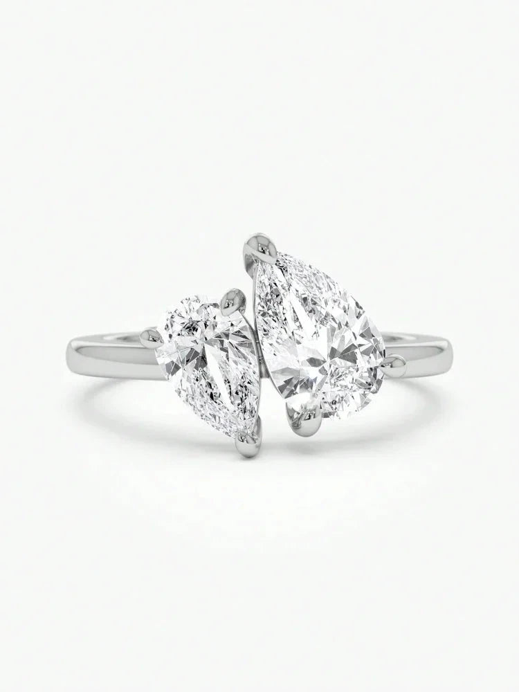 925 Sterling Silver Sparkling Water Drop Interweaving Dazzling Clear Pear CZ Finger Rings For Women Gift Wedding Fine Jewelry by PoisedMe