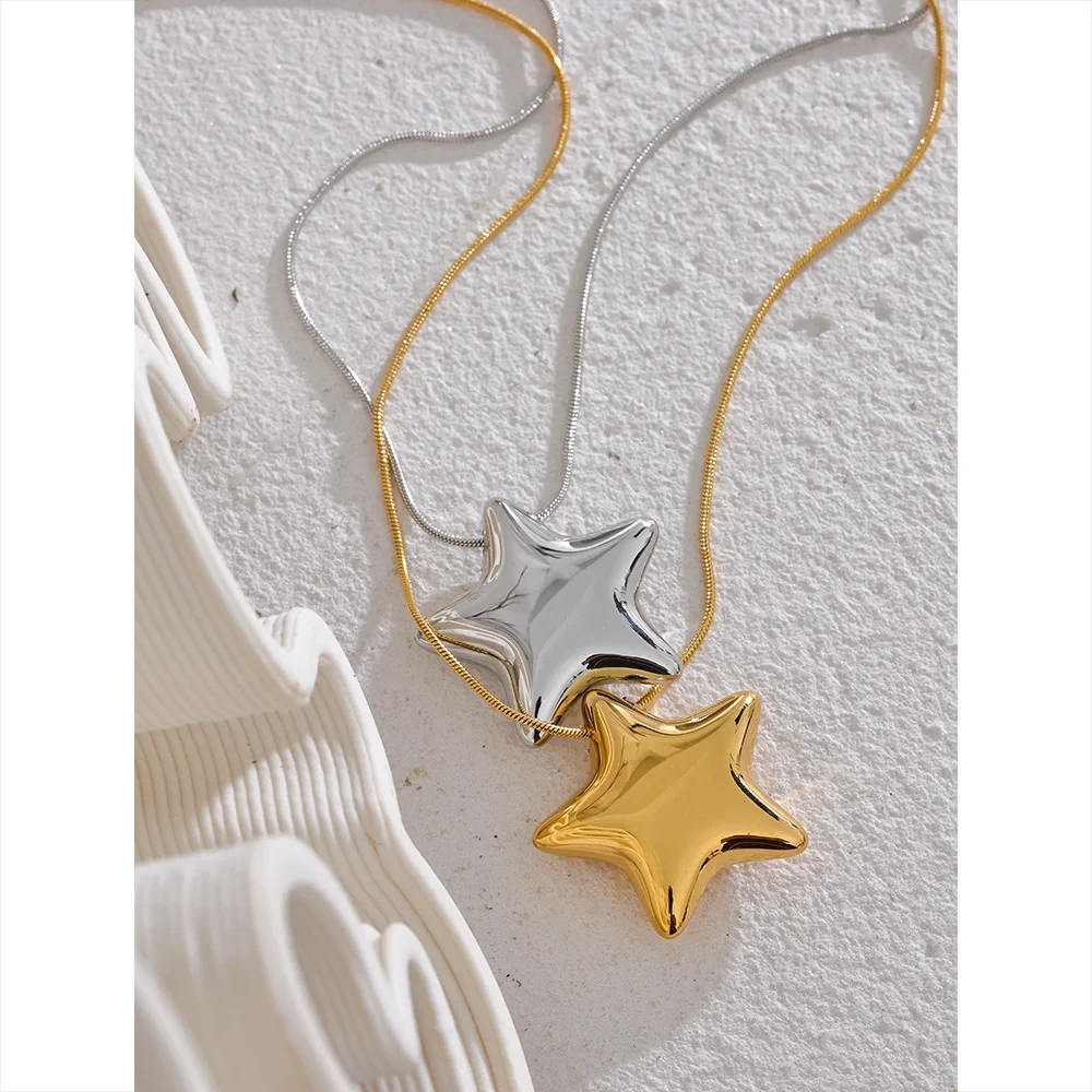 316L Stainless Steel Star Pendant Necklace Waterproof 18K PVD Plated Women by PoisedMe