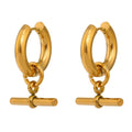 PoisedMe Stainless Steel Unusual Earrings Statement Metal Golden Geometric Huggie Earrings Trendy Jewelry for Women Office Gfit -